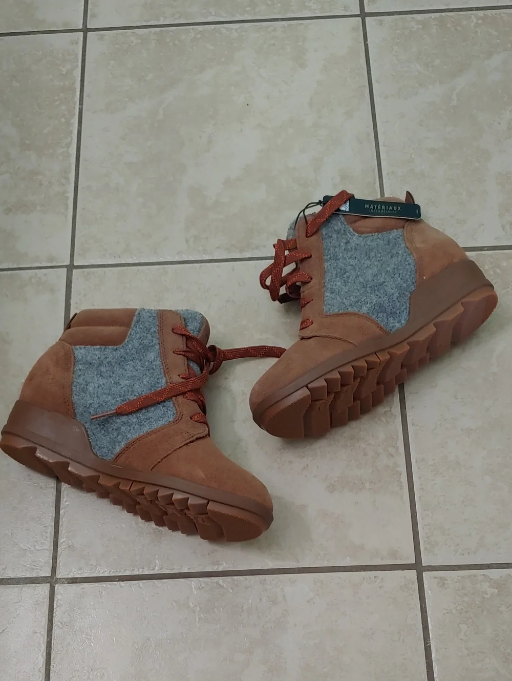Sorel Evie Ankle Boots Women's Brown Leather Wedge Lace Up Size 7